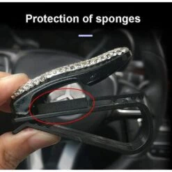 BAICCCF Lunettes De Protection Lot De 3 Porte-lunettes Pour Pare-soleil De Voiture, Support De Lunettes De Soleil De Voiture Avec Strass Bling Pour Voiture Avec Clip Pour Carte De Billet (blanc, Rose, Violet) -Promos Protection des yeux : lunettes et masque Magasin 61088932 4