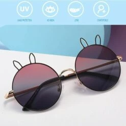 BAICCCF 2 Paires De Lunettes De Soleil Pour Enfants, Jolies Lunettes De Soleil Rondes Pour Bébé Avec Sac à Lunettes Et Chiffon, Cadre Flexible De Protection UV 400 Pour Filles Garçons, âge 0-8 Ans -Promos Protection des yeux : lunettes et masque Magasin 61236842 5