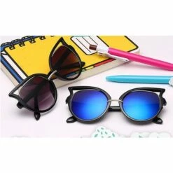 BAICCCF Lunettes De Soleil Yeux De Chat Pour Enfants De Style Vintage à La Mode, Jolie Monture En Carton Pour Enfants Et Adolescents -Promos Protection des yeux : lunettes et masque Magasin 61236997 3