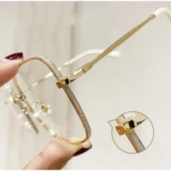 HANBING Cadre Doré Anti-lumière Bleue Sans Degré Miroir Plat Lunettes Lunettes Anti-rayonnement De La Lumière Bleue Miroir Plat Cadre En Métal -Promos Protection des yeux : lunettes et masque Magasin 61286531 3