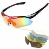 DONTODENT Lunettes De Soleil Sport Polarisées Protection Uv400 Avec 5 Verres Rouge