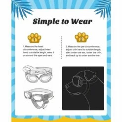 DONTODENT Lunettes De Soleil Pour Petits Chiens Lunettes De Protection UV Protection Des Yeux Avec Sangle Réglable Jaune D'eau -Promos Protection des yeux : lunettes et masque Magasin 61296241 4