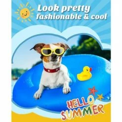 DONTODENT Lunettes De Soleil Pour Petits Chiens Lunettes De Protection UV Protection Des Yeux Avec Sangle Réglable Jaune D'eau -Promos Protection des yeux : lunettes et masque Magasin 61296241 5