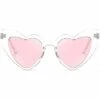 DONTODENT Lunettes De Soleil Coeur Pour Femmes Sans Monture Fine Monture En Métal Lunettes De Soleil En Forme De Coeur Lunettes De Soleil Roses Transparentes 6 X 5,5 X 2,4 Pouces