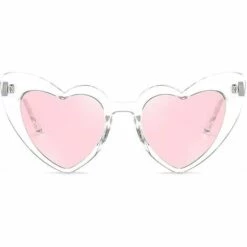 DONTODENT Lunettes De Soleil Coeur Pour Femmes Sans Monture Fine Monture En Métal Lunettes De Soleil En Forme De Coeur Lunettes De Soleil Roses Transparentes 6 X 5,5 X 2,4 Pouces