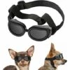 DONTODENT Lunettes De Soleil Pour Petits Chiens Lunettes De Protection UV Protection Des Yeux Avec Sangle Réglable Noir D'eau
