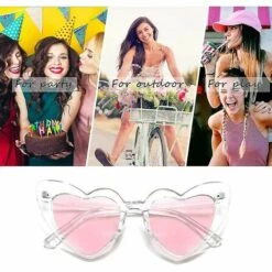 DONTODENT Lunettes De Soleil Coeur Pour Femmes Sans Monture Fine Monture En Métal Lunettes De Soleil En Forme De Coeur Lunettes De Soleil Roses Transparentes 6,5 X 3,5 X 2,5 Pouces -Promos Protection des yeux : lunettes et masque Magasin 61297119 4
