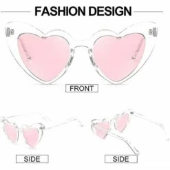 DONTODENT Lunettes De Soleil Coeur Pour Femmes Sans Monture Fine Monture En Métal Lunettes De Soleil En Forme De Coeur Lunettes De Soleil Roses Transparentes 6,5 X 3,5 X 2,5 Pouces -Promos Protection des yeux : lunettes et masque Magasin 61297119 5