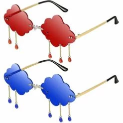 DONTODENT Gland Nuages En Forme De Lunettes De Soleil Sans Monture Hommes Femmes 90 S Disco Lunettes De Soleil