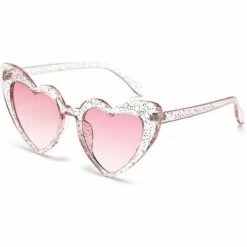 DONTODENT Lunettes De Soleil Coeur Pour Femmes Sans Monture Fine Monture En Métal En Forme De Coeur Lunettes De Soleil Paillettes Roses Lunettes De Soleil 6 X 5,5 X 2,4 Pouces