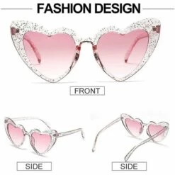 DONTODENT Lunettes De Soleil Coeur Pour Femmes Sans Monture Fine Monture En Métal En Forme De Coeur Lunettes De Soleil Paillettes Roses Lunettes De Soleil 6 X 5,5 X 2,4 Pouces -Promos Protection des yeux : lunettes et masque Magasin 61297730 4