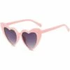 DONTODENT Lunettes De Soleil Coeur Pour Femmes Sans Monture Fine Monture En Métal Lunettes De Soleil En Forme De Coeur Monture Rose Lentille Grise 6 X 5,5 X 2,4 Pouces