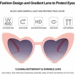DONTODENT Lunettes De Soleil Coeur Pour Femmes Sans Monture Fine Monture En Métal Lunettes De Soleil En Forme De Coeur Monture Rose Lentille Grise 6 X 5,5 X 2,4 Pouces -Promos Protection des yeux : lunettes et masque Magasin 61298414 3