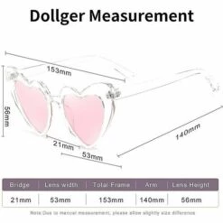 DONTODENT Lunettes De Soleil Coeur Pour Femmes Sans Monture En Métal Mince En Forme De Coeur Lunettes De Soleil Transparentes 6 X 5,5 X 2,4 Pouces -Promos Protection des yeux : lunettes et masque Magasin 61298415 3