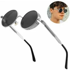 DONTODENT Paire De Lunettes De Soleil Polarisées, Protection UV, Style Gothique Rond