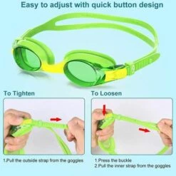 DECKON Lunettes De Natation Enfant, Lunettes Natation Lunettes Piscine Pour Enfants Garçons Filles De 3 à 10 Ans, Antibuée Protection UV Sans Fuite Vision Claire Facile à Régler(vert) -Promos Protection des yeux : lunettes et masque Magasin 61308724 3