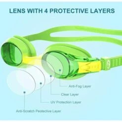 DECKON Lunettes De Natation Enfant, Lunettes Natation Lunettes Piscine Pour Enfants Garçons Filles De 3 à 10 Ans, Antibuée Protection UV Sans Fuite Vision Claire Facile à Régler(vert) -Promos Protection des yeux : lunettes et masque Magasin 61308724 4
