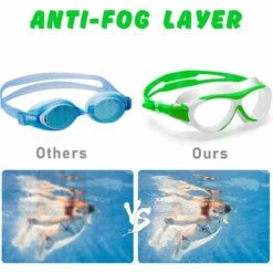 DECKON Lunettes De Natation Pour Enfants - Taille Réglable - Lunettes De Natation Pour Fille - Grand Angle De Vision De 180 ° - Anti-buée - Protection UV (vert Et Blanc) -Promos Protection des yeux : lunettes et masque Magasin 61308746 4