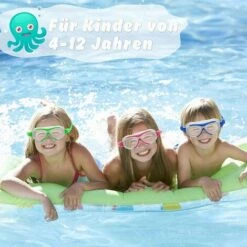 DECKON Lunettes De Natation Pour Enfants - Taille Réglable - Lunettes De Natation Pour Fille - Grand Angle De Vision De 180 ° - Anti-buée - Protection UV (vert Et Blanc) -Promos Protection des yeux : lunettes et masque Magasin 61308746 5