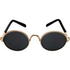 PERLE RARE Lunettes De Soleil Pet Dog Cat, Lunettes De Soleil Classiques Princesse Rondes En Métal Prince Princesse Accessoires De Photo Jouets (2 Pièces Noir) -Promos Protection des yeux : lunettes et masque Magasin 63733902 4