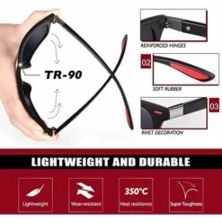 ILOVEMILAN Lunettes De Soleil Homme Femme Polarisées Rectangle TR90 100% Protection UV MO90（1 Cadre Noir Mat / Verres Gris） -Promos Protection des yeux : lunettes et masque Magasin 63764706 3