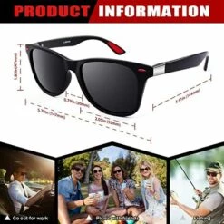 ILOVEMILAN Lunettes De Soleil Homme Femme Polarisées Rectangle TR90 100% Protection UV MO90（1 Cadre Noir Mat / Verres Gris） -Promos Protection des yeux : lunettes et masque Magasin 63764706 5