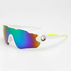 Thsinde Polarized Outdoor Sport Lunettes De Soleil-Solid White Frame Yellow Legs Green Mercury