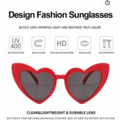 ARC-EN-CIéL Lunettes De Soleil Coeur Pour Femme Sans Monture Cadre En Métal Mince Lunettes De Soleil En Forme De Coeur Rouge,Arcenciél -Promos Protection des yeux : lunettes et masque Magasin 64127469 3