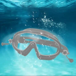 JUNJUN-Lunettes De Natation Avec Bouchons D'oreille, Anti-buée, Protection UV, Anti-fuites, Lunettes De Natation Grises -Promos Protection des yeux : lunettes et masque Magasin 64190723 3