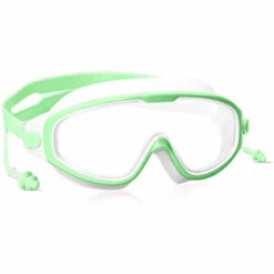 JUNJUN-Lunettes De Natation Pour Enfants, Lunettes à Vision Large Avec Bouchons D'oreilles Vertes