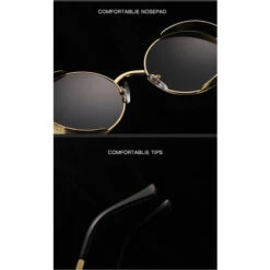 BENOBBY KIDS Lunettes De Soleil Polarisées Ronde Rétro Métal Cadre Steampunk Pour Homme Et Femme Unisexe Avec Protection UV400 MTS2（Feuille Grise Cadre Doré） -Promos Protection des yeux : lunettes et masque Magasin 64407390 5