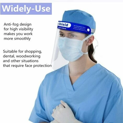 SWANEW Lot De 10 Visières De Protection Pour Le Visage,Masque En Plastique Léger Et Réglable Pour éviter Salive, Gouttes, Pollen Et La Pouss - Bleu 3 SWANEW Lot De 10 Visières De Protection Pour Le Visage,Masque En Plastique Léger Et Réglable Pour éviter Salive, Gouttes, Pollen Et La Pouss - Bleu – Image 3