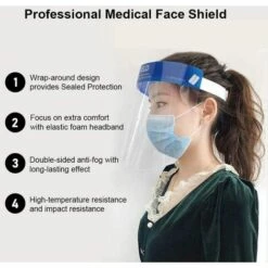 SWANEW Lot De 10 Visières De Protection Pour Le Visage,Masque En Plastique Léger Et Réglable Pour éviter Salive, Gouttes, Pollen Et La Pouss - Bleu 8 SWANEW Lot De 10 Visières De Protection Pour Le Visage,Masque En Plastique Léger Et Réglable Pour éviter Salive, Gouttes, Pollen Et La Pouss - Bleu -Promos Protection des yeux : lunettes et masque Magasin 64460544 4