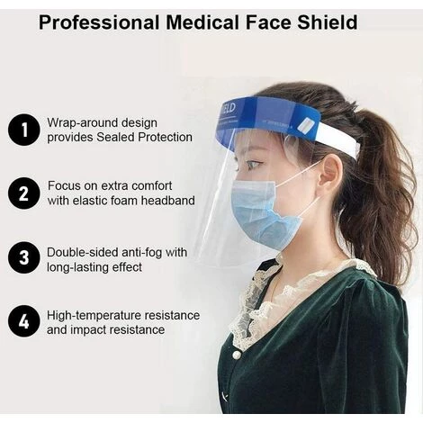 SWANEW Lot De 10 Visières De Protection Pour Le Visage,Masque En Plastique Léger Et Réglable Pour éviter Salive, Gouttes, Pollen Et La Pouss - Bleu 4 SWANEW Lot De 10 Visières De Protection Pour Le Visage,Masque En Plastique Léger Et Réglable Pour éviter Salive, Gouttes, Pollen Et La Pouss - Bleu – Image 4