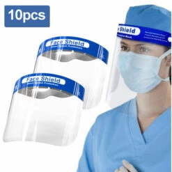 VINGO Lot De 10 Visières De Protection Pour Le Visage,Masque En Plastique Léger Et Réglable Pour éviter Salive, Gouttes, Pollen Et La Pouss - Bleu