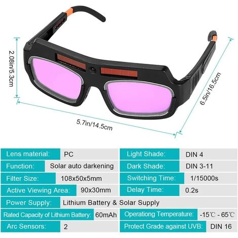 Lunettes De Soudure,Masque Lunettes Solaires De Soudage à Assombrissement Automatique à énergie Solaire Lunettes Avec Cordes Réglables, Anti-buée Casque De Masque(1 Ensemble) 56Vingt 2 Lunettes De Soudure,Masque Lunettes Solaires De Soudage à Assombrissement Automatique à énergie Solaire Lunettes Avec Cordes Réglables, Anti-buée Casque De Masque(1 Ensemble) 56Vingt – Image 2
