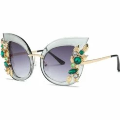 LUCKY-88 Lunettes De Soleil œil De Chat Vintage élégantes Avec Cadre Incrusté De Diamants Noir Et Gris Brillant 5 LUCKY-88 Lunettes De Soleil œil De Chat Vintage élégantes Avec Cadre Incrusté De Diamants Noir Et Gris Brillant -Promos Protection des yeux : lunettes et masque Magasin 64995113 3