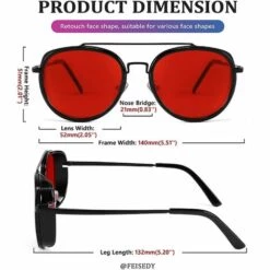 DONTODENT Lunettes De Soleil Steam Punk Rétro Rondes Steampunk Double Pont Lunettes D'aviateur Pour Femmes Hommes B2822 Lentille Rouge -Promos Protection des yeux : lunettes et masque Magasin 65034421 4
