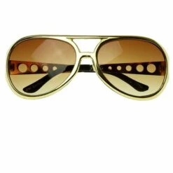 THSINDE Große Elvis King Of Rock Rock & Roll TCB Pilotenbrille Schwarz