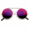 THSINDE Édition Limitée Rouge Miroir Flip-Up Lens Round Circle Django Sonnenbrille Argent
