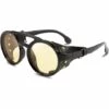 THSINDE Retro Runde Steampunk Sonnenbrille Damen Herren Vintage Brillen Leichter Kunststoffrahmen Mit Lederbekleidung B2532 Gelb