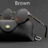 THSINDE Punk-Sonnenbrille Polarisierte Retro Runde Sonnenbrille Hohe Qualität Braun
