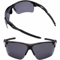 THSINDE 2 Paar Extra Große Polarisierte Sport-Wrap-Sonnenbrillen Für Herren Mit Großen Köpfen – Blau/Blau, Schwarz/Schwarz