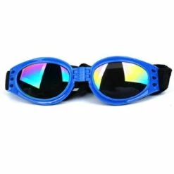 THSINDE Haustier-Sonnenbrille Mit Riemen, Hunde-UV-Brille Mit Verstellbarem Kinnriemen, Blau
