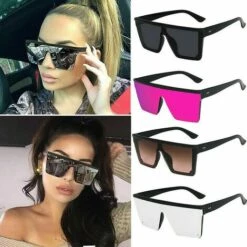 THSINDE Ubergroße Quadratische Sonnenbrille Damenmode Flat Top One Piece Shade Mirror Uv400 I