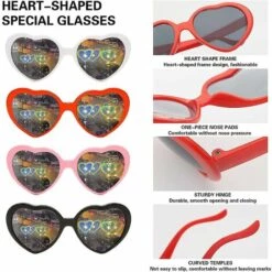 THSINDE 4pcs 3D-Herz-Sonnenbrille Mit Herzeffekten Spezielle Herzförmige Sonnenbrille -Promos Protection des yeux : lunettes et masque Magasin 65259027 3