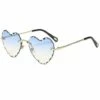 BF Lunettes De Soleil Coeur Monture En Métal Mince Sans Monture Lunettes De Soleil Coeur Femmes Mignonnes Lunettes Bleu
