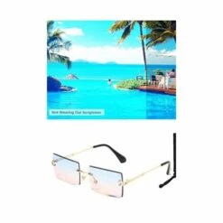BF Lunettes De Soleil Rectangulaires Longues Sans Monture Pour Hommes Et Femmes Lunettes Carrées Sans Monture Anti-reflets -Promos Protection des yeux : lunettes et masque Magasin 65273631 3