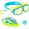 BF Lunettes De Natation, Lunettes De Natation Miroir étanches, Protection UV Anti-buée à 180 Degrés Avec Housse Gratuite Et Pont En Silicone Souple Pour Adultes Hommes Femmes Adolescents Lac Bleu Plus Jaune