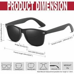 BF Lunettes De Soleil Polarisées Pour Hommes Lunettes De Mode Rétro Lunettes De Soleil Carrées Classiques Lunettes De Ski Protection UV400 Noir -Promos Protection des yeux : lunettes et masque Magasin 65274134 5